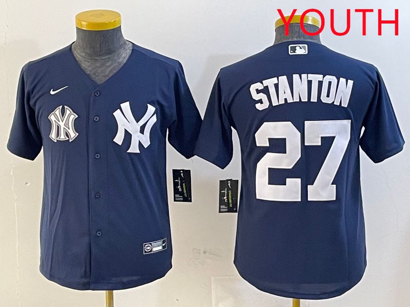 Youth New York Yankees #27 Stanton Blue Game 2025 Nike MLB Jersey style 6->youth mlb jersey->Youth Jersey